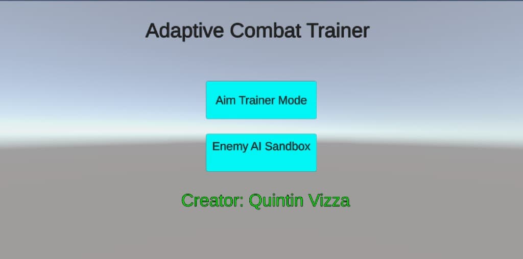 Adaptive Combat Trainer Unity main menu