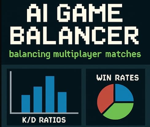 AI Game Balancer analytics interface graphic